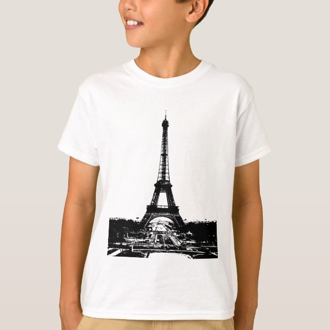 Black & White Eiffel Tower T-Shirt (Front)