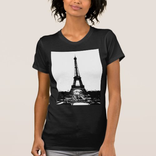 Black  White Eiffel Tower T_Shirt