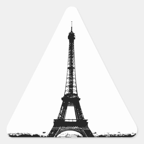 Black  White Eiffel Tower Triangle Sticker