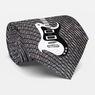 Black & White Electric Guitar Cool modern & trippy Neck Tie