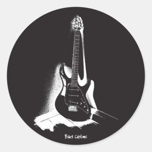 Black  White Electric Guitar _ Sticker