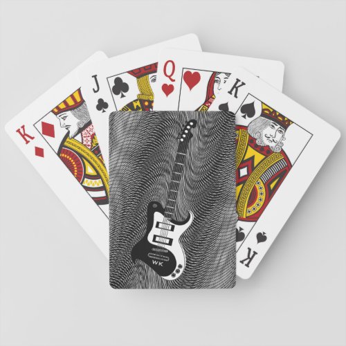 Black  White Electric Guitar trippy retro Pop Art Playing Cards