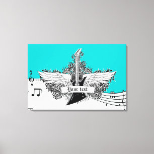 Black white electric guitar with wings print