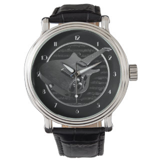 Black & White Electric Guitar Wrist Watch