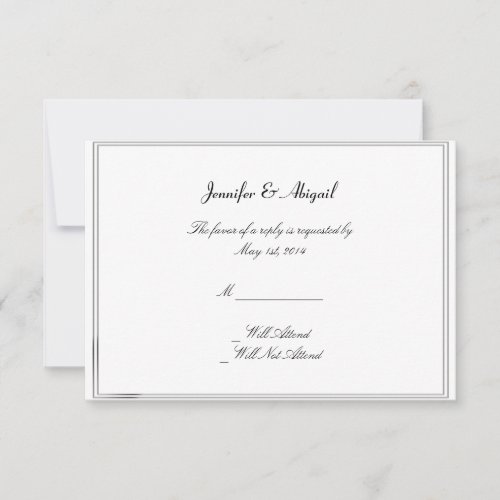 Black White Elegance Brides Wedding Response Card