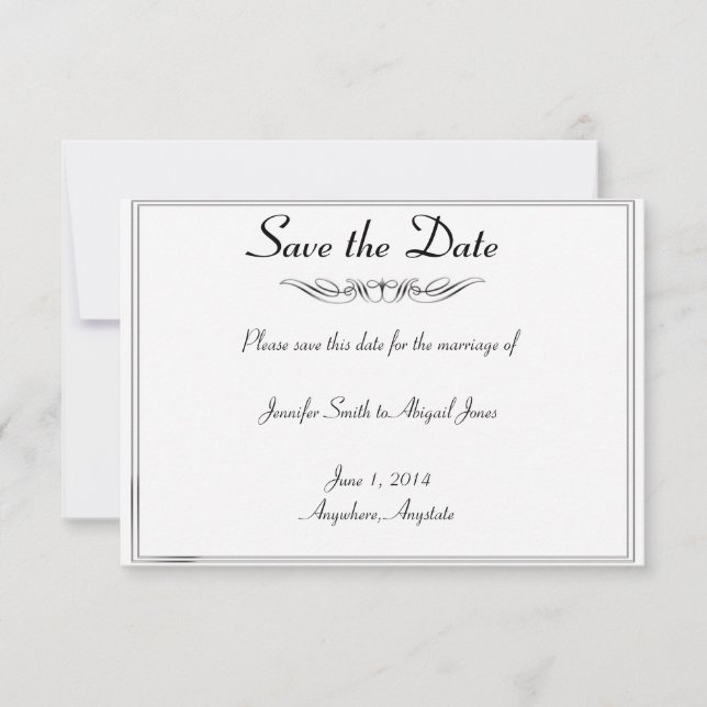 Black White Elegance Brides Wedding Save the Date (Front)