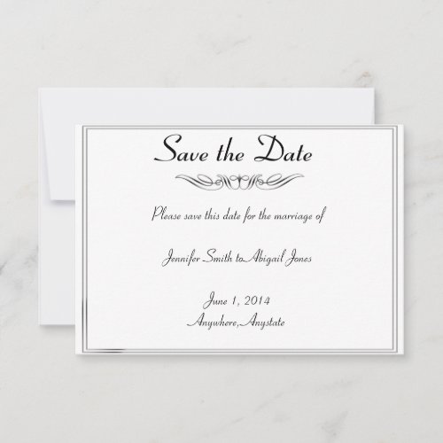 Black White Elegance Brides Wedding Save the Date