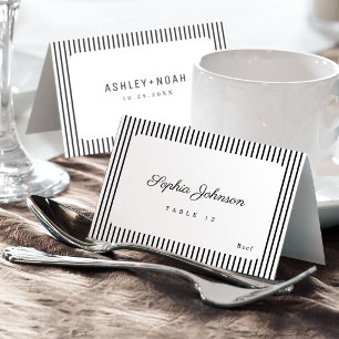 Black & White Elegance Classy Foldable Place Card