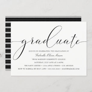 Black & White Elegance Graduation Party Invitation