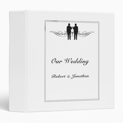 Black White Elegance Groom Gay Wedding Binder