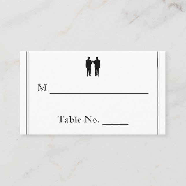Black White Elegance Groom Wedding Place Cards (Front)