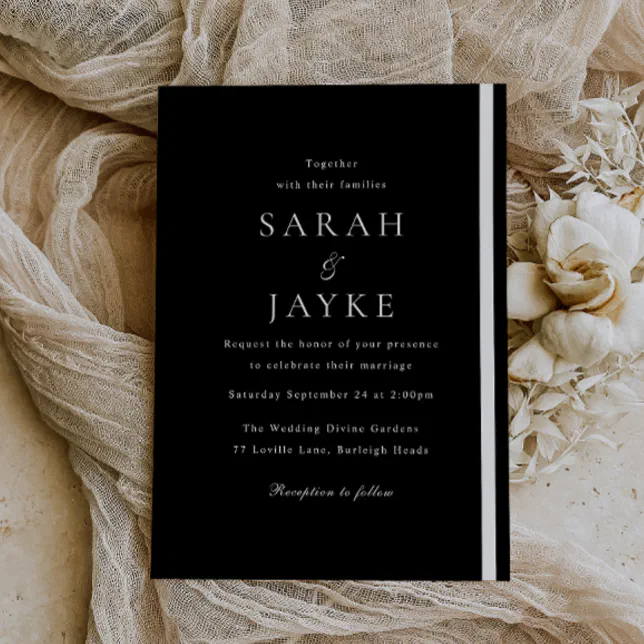 Black &amp; White Elegance Modern Wedding Invitation | Zazzle