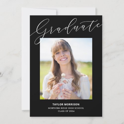 Black  White Elegant 2024 Photo Graduation Party Invitation