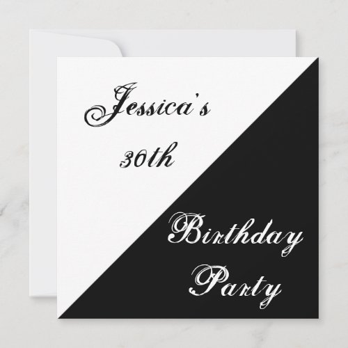 Black &amp; White Elegant Birthday Party Event Invite