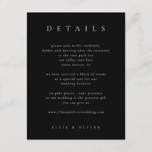 Black & White Elegant Boho Details Wedding Modern Enclosure Card