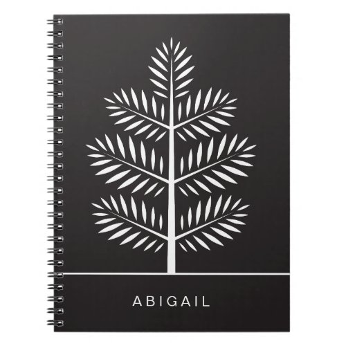 Black White Elegant Botanical Tropical Branch Notebook