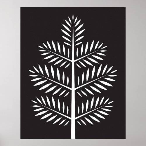 Black White Elegant Botanical Tropical Branch Post Poster