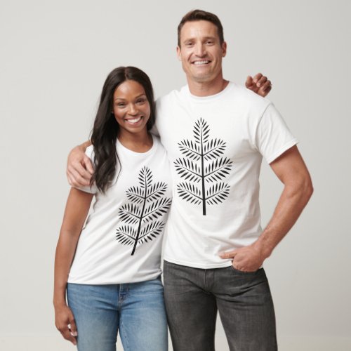 Black White Elegant Botanical Tropical Branch T_Shirt