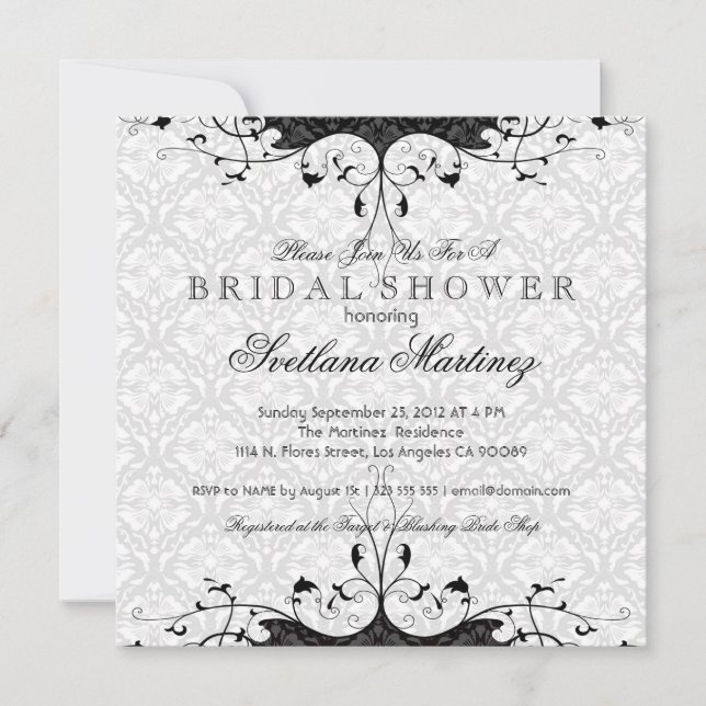 Black & White Elegant Bridal Shower Invite (Front)