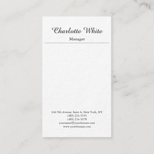Black White Elegant Brush Script Minimalist Modern Business Card