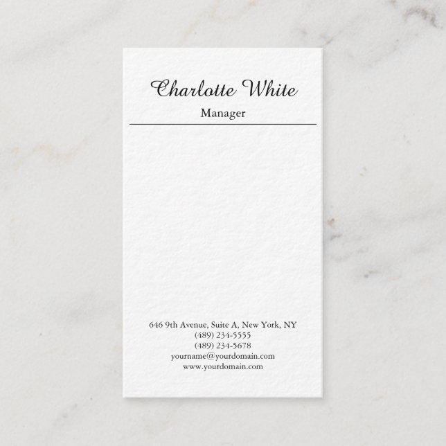 Black White Elegant Brush Script Minimalist Modern Business Card (Front)