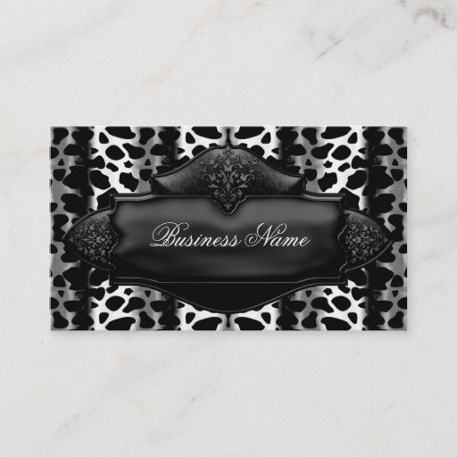 Customizable Black White Elegant Business Card Leopard