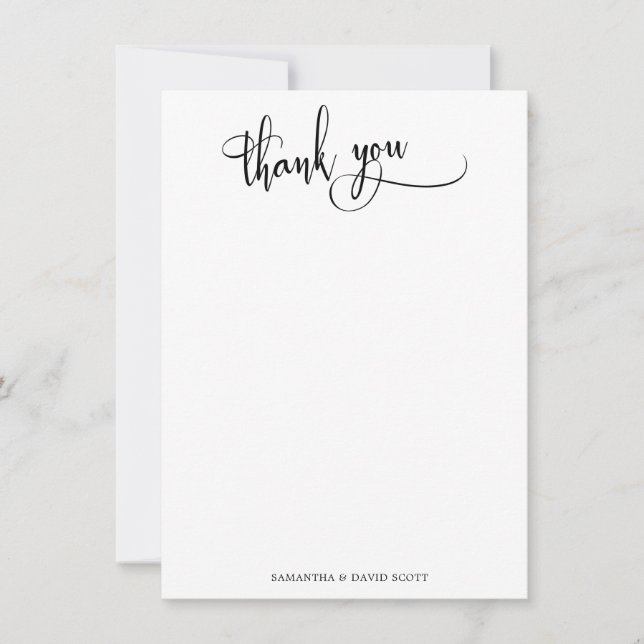 Black White Elegant Calligraphy Simple Thank You (Front)