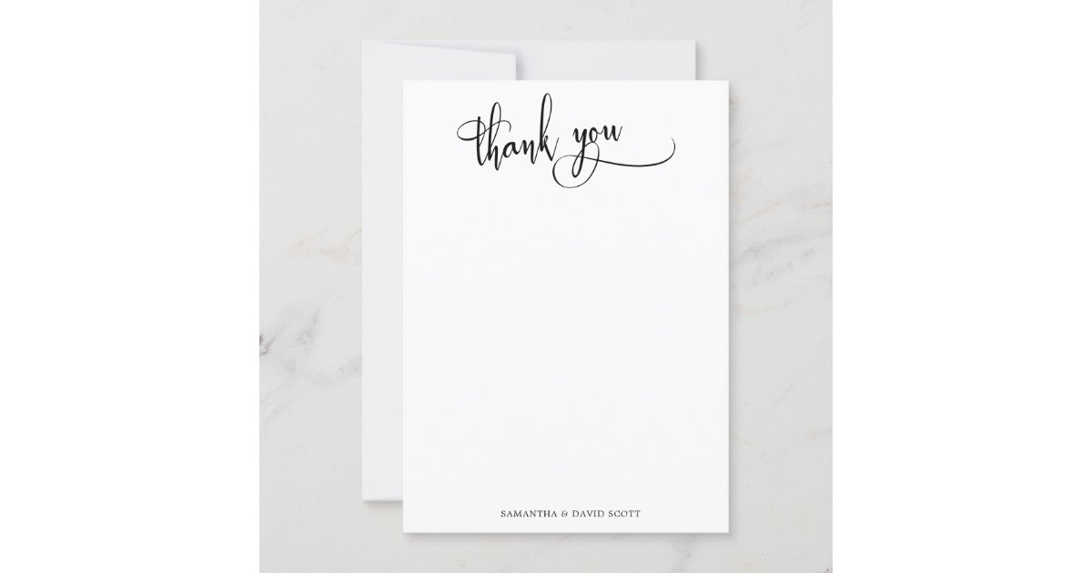 Black White Elegant Calligraphy Simple Thank You | Zazzle
