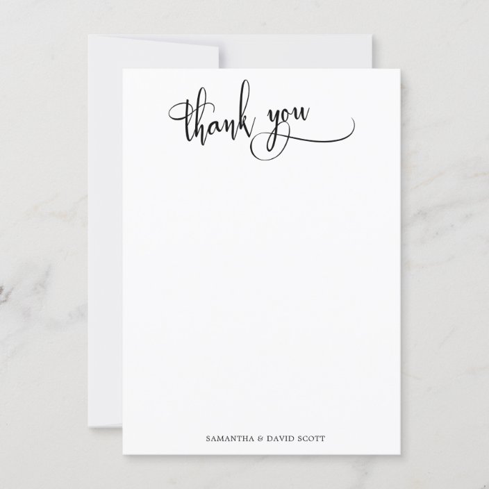 Black White Elegant Calligraphy Simple Thank You | Zazzle.com