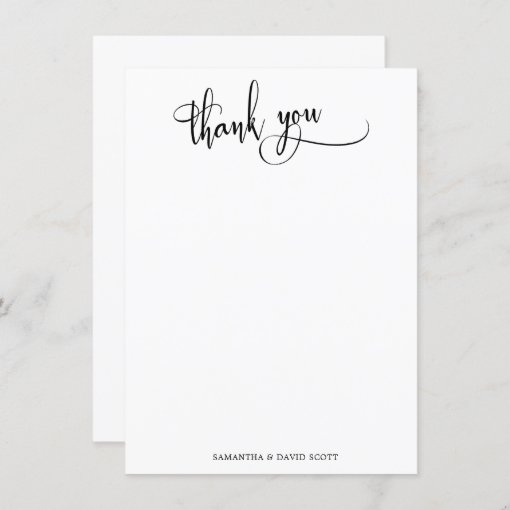 Black White Elegant Calligraphy Simple Thank You | Zazzle