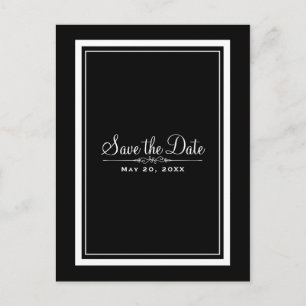 Black & White Elegant Chic Wedding Save the Date Announcement Postcard