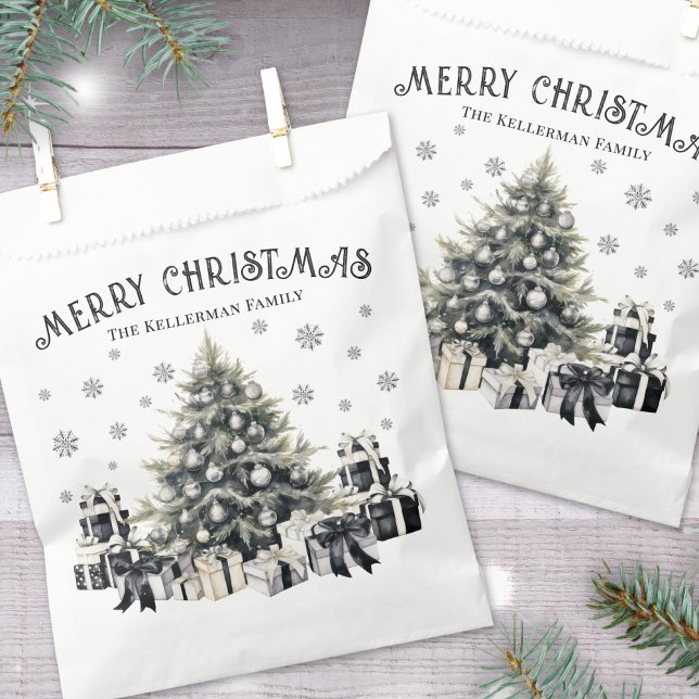 Black White Elegant Christmas Favor Bag (Black White Elegant Christmas Tree Favor Bag)