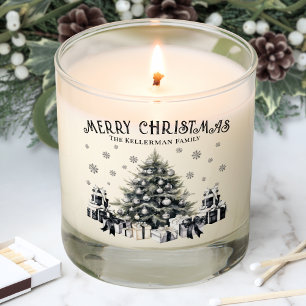 Black White Elegant Christmas Scented Candle