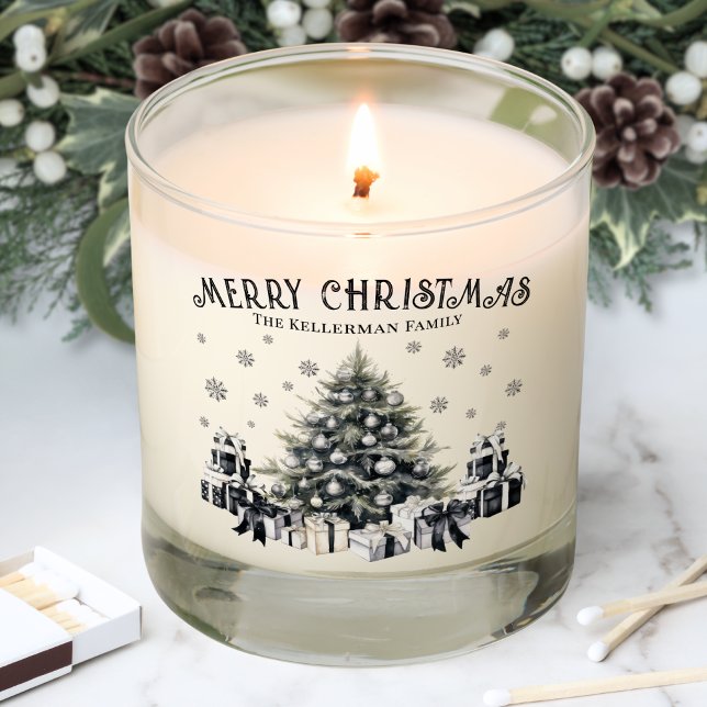 Black White Elegant Christmas Scented Candle (Black White Elegant Christmas Tree Scented Candle)