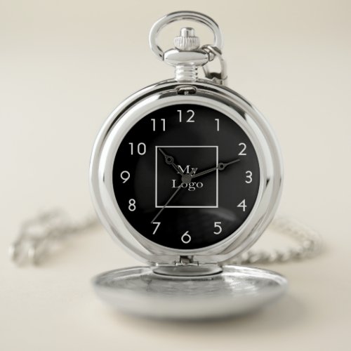 Black white elegant classic business logo pocket watch