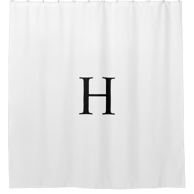 Black White Elegant Classic Monogram Shower Curtain (Front)