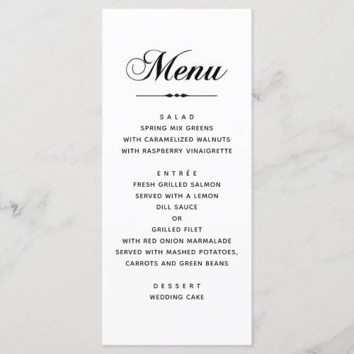 Black  white elegant classic typography wedding menu