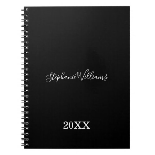 Black White Elegant Custom Name Year Cute 2021 Notebook