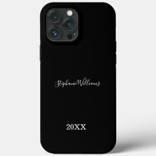 Black White Elegant Custom Name Year Gift Favor iPhone 13 Pro Max Case