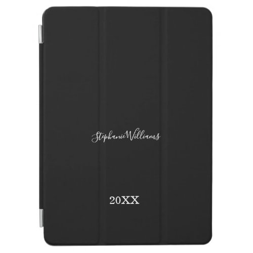 Black White Elegant Custom Name Year Gift Favor iPad Air Cover