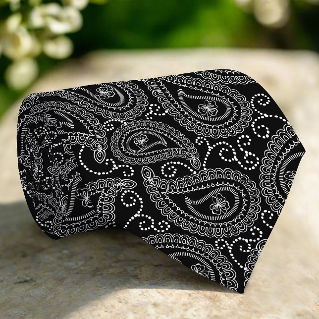 Black & White Elegant Damask Floral Pattern Neck Tie (Creator Uploaded)