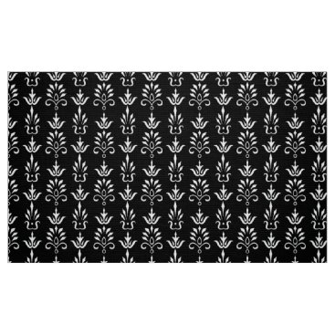 Black white elegant damask pattern fabric