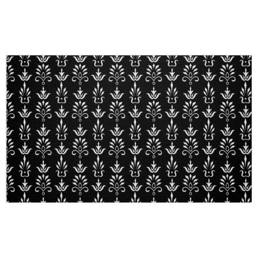 Black white elegant damask pattern fabric