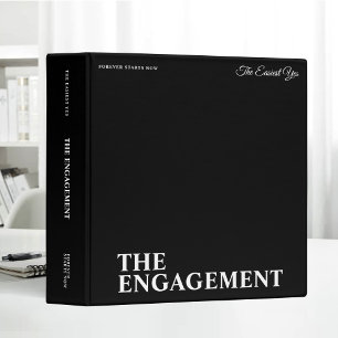 Black & White Elegant Engagement Photo Album 3 Ring Binder
