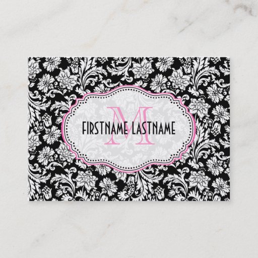 Customizable Black & White Elegant Floral Damasks Business Card Templates
