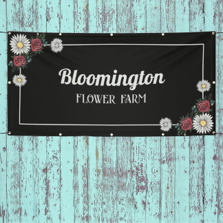 Black & White Elegant Floral Illustration Florist Banner