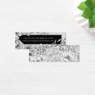 black white elegant floral Wedding Insert Card