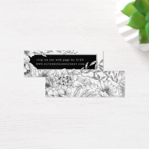 black white elegant floral Wedding Insert Card