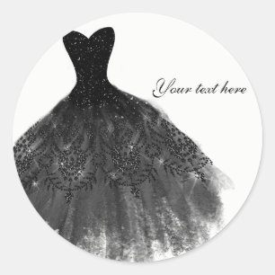 Black & White Elegant Glam Dress Party Favor Classic Round Sticker