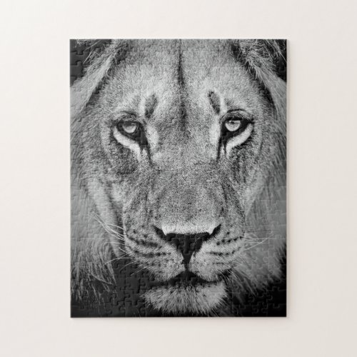 Black  White Elegant King of the Jungle Jigsaw Puzzle